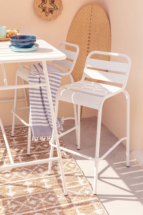 Tabouret haut de jardin empilable 76cm blanc Janti