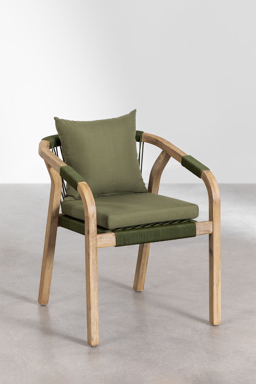 Set de table rectangulaire 260x100 cm et 10 chaises de salle à manger en bois d'acacia Dubai, image de la galerie 5