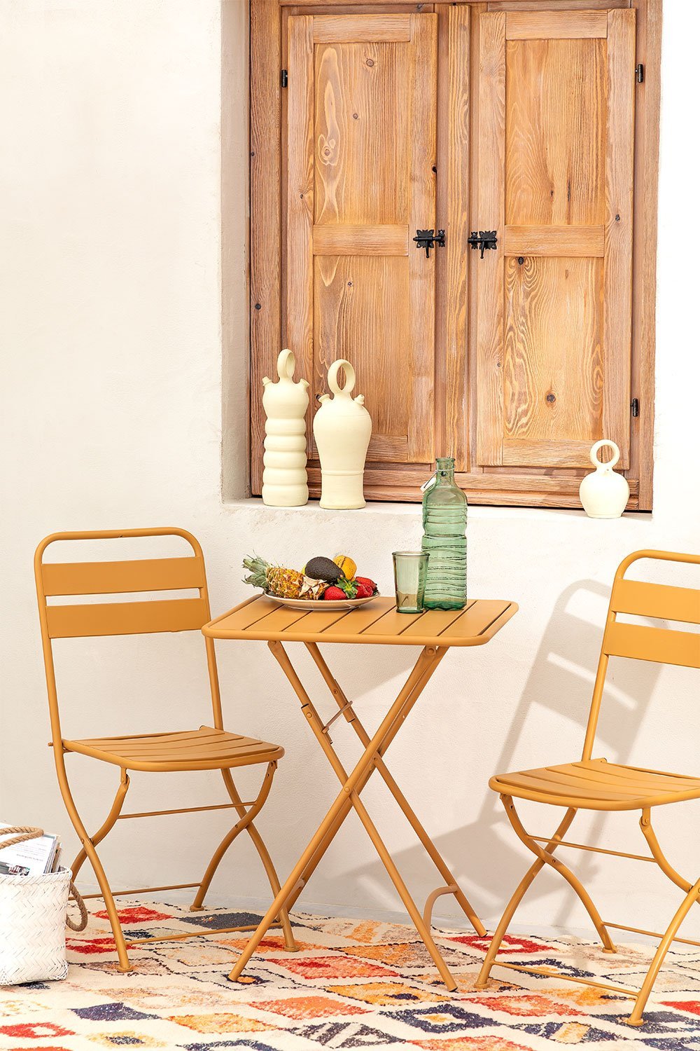 Ensemble Table (60x60 cm) & 2 Chaises de Jardin Pliantes Janti, image de la galerie 1