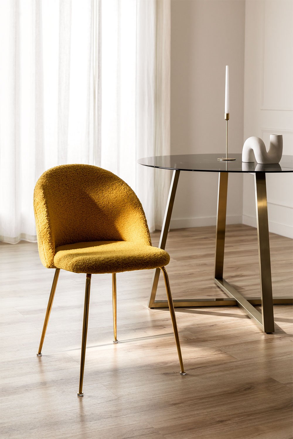 Lot de 4 chaises de salle à manger en chenille Kana Design, image de la galerie 1