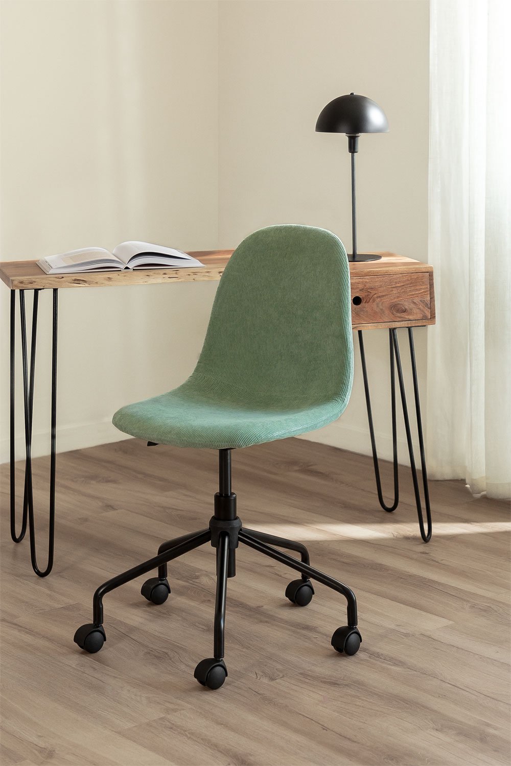 Chaise de bureau en velours côtelé Glamm, image de la galerie 1