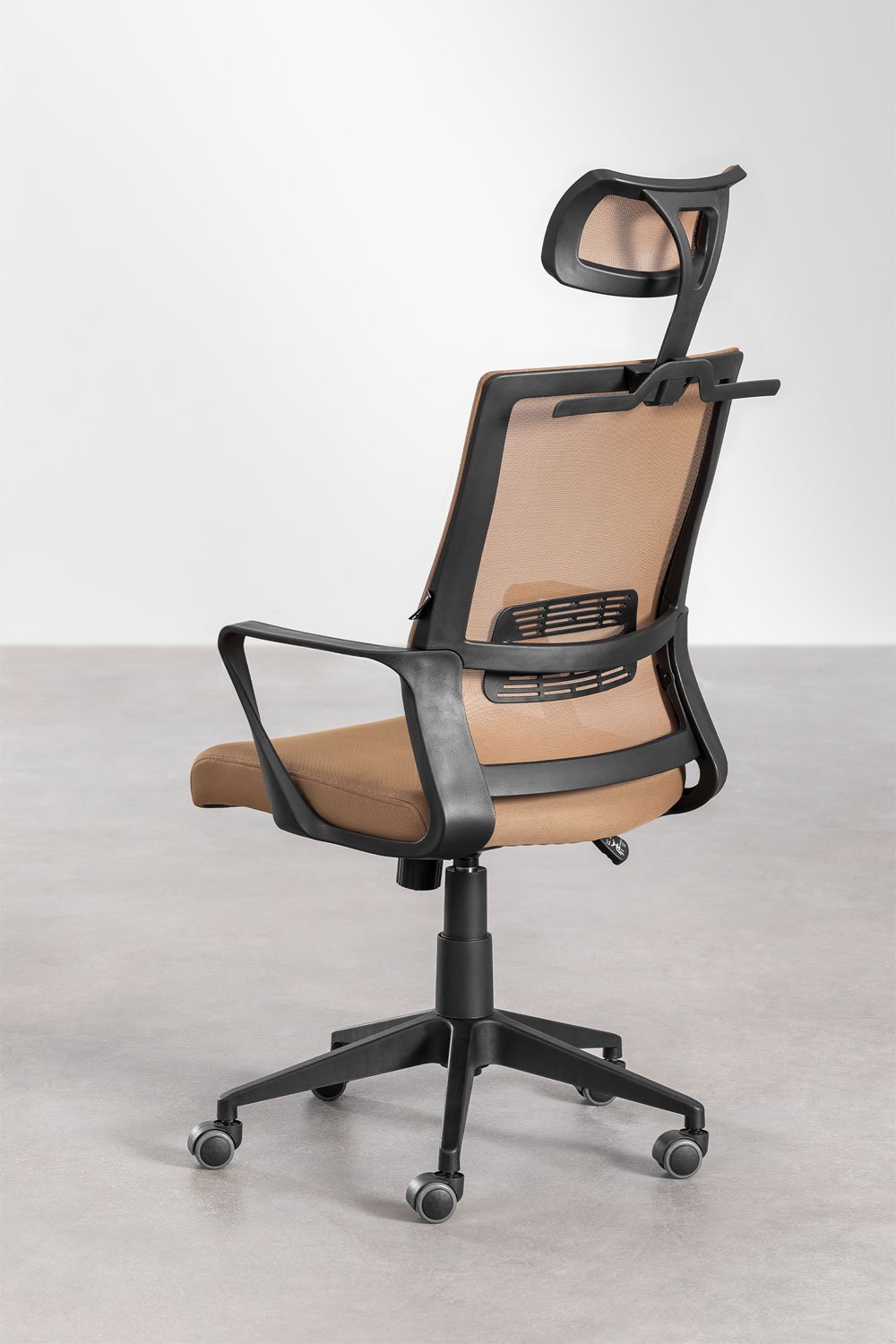 Chaise de bureau à roulettes avec appuie-tête en polypropylène Teill Black, image de la galerie 4