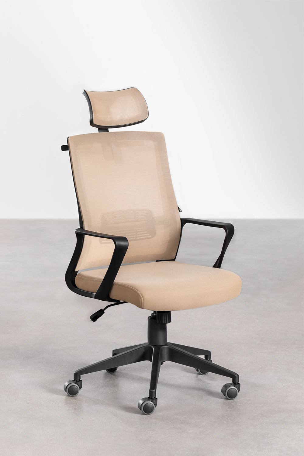 Chaise de bureau à roulettes avec appuie-tête en polypropylène Teill Black, image de la galerie 5