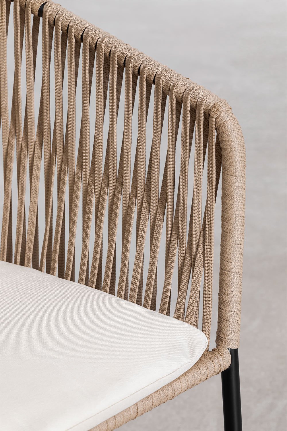 Chaise de jardin avec accoudoirs en fer et corde tressée Jocelyn, image de la galerie 7