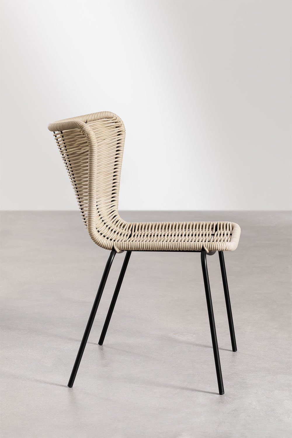 Chaise de salle à manger empilable en fer et corde tressée Keiller, image de la galerie 3