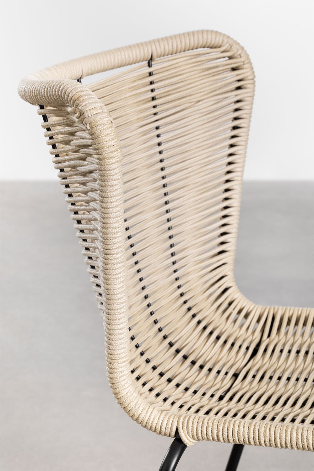 Chaise de salle à manger empilable en fer et corde tressée Keiller, image de la galerie 5