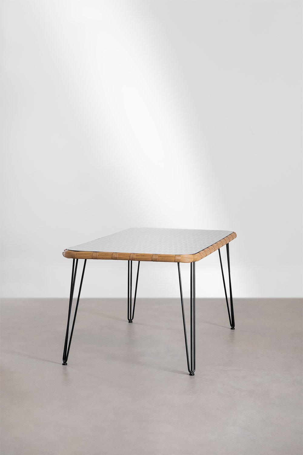 Table à Manger Rectangulaire en Osier Synthétique (180x90 cm) Leribert, image de la galerie 4