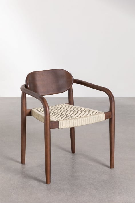 Pack de 4 chaises de jardin avec accoudoirs en bois Naele Vintage