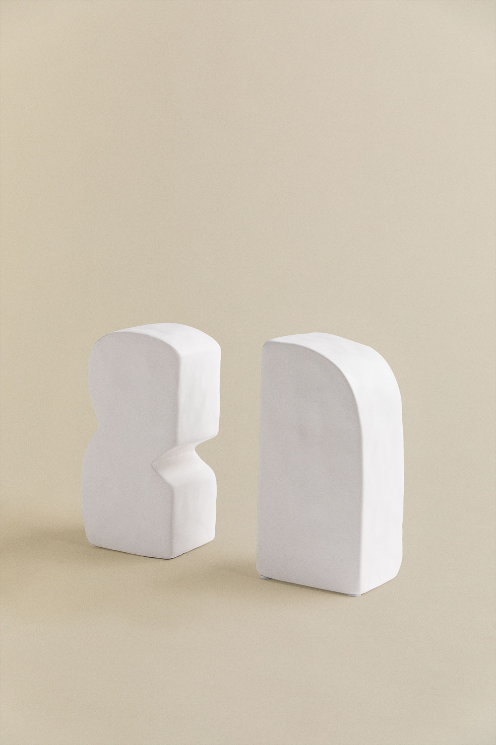 Serre-Livres Figurines Abstraites - Lot De 2 - Céramique Galvanisée Déco Design