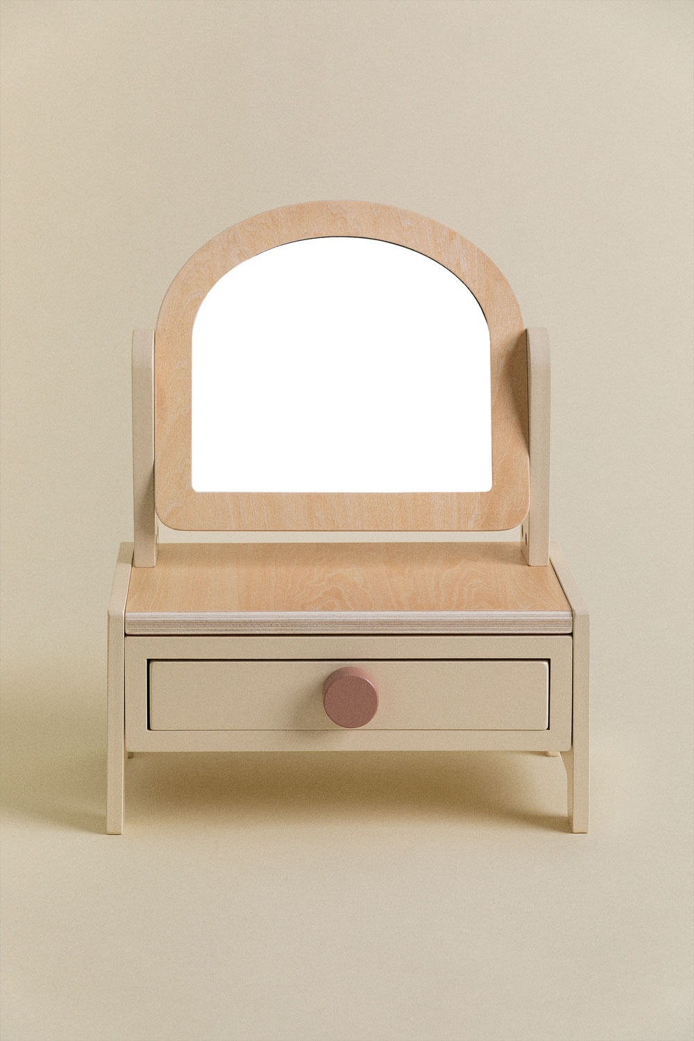 Coiffeuse En Bois Pour Fille Avec Miroir Rotatif 360° - 7 Accessoires De Maquillage - Table De Toilette Enfant Rose - 4