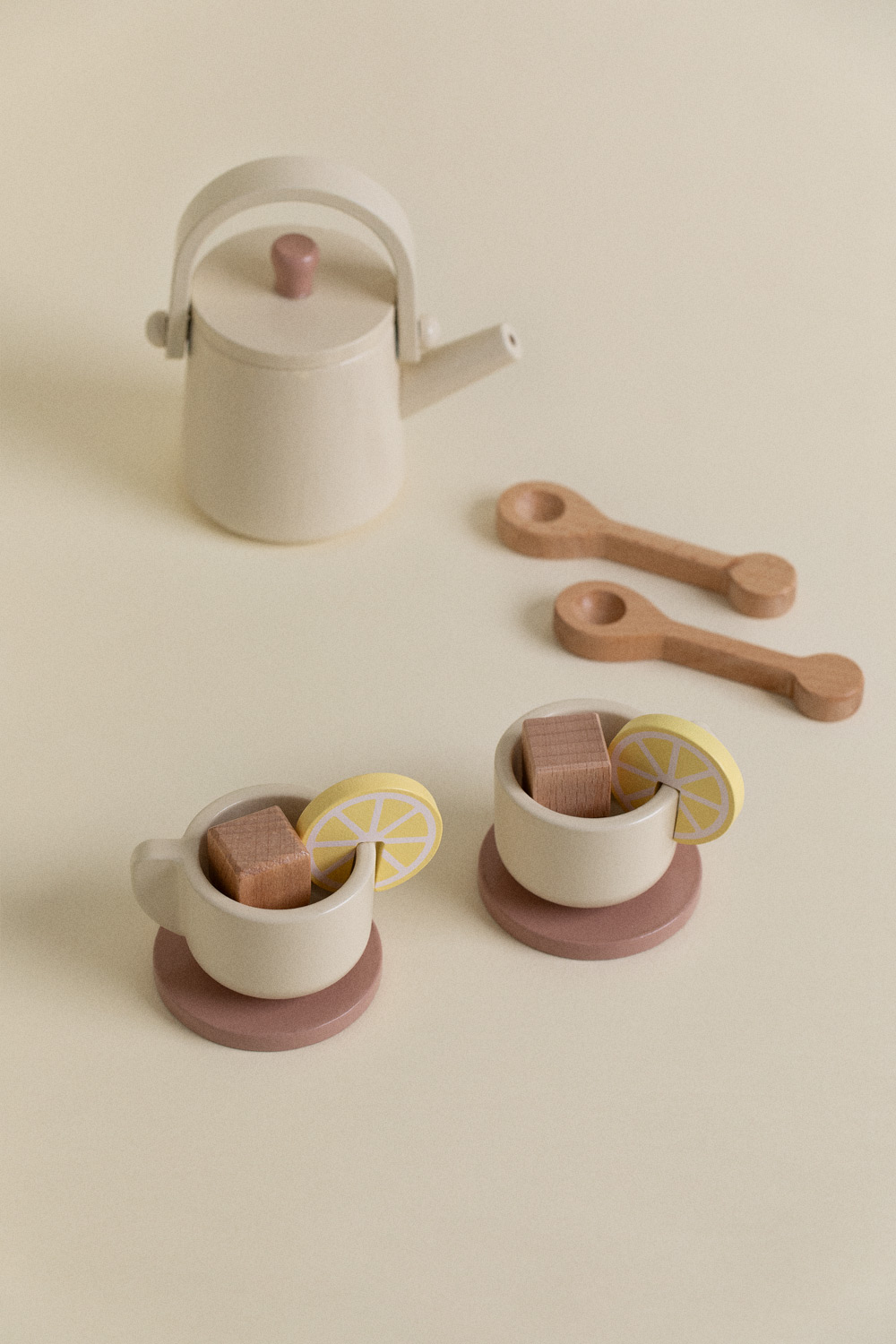 Service à Thé En Bois Pour Enfants - 15 Pièces Multicolores - Jeu D'imitation 3+ Ans