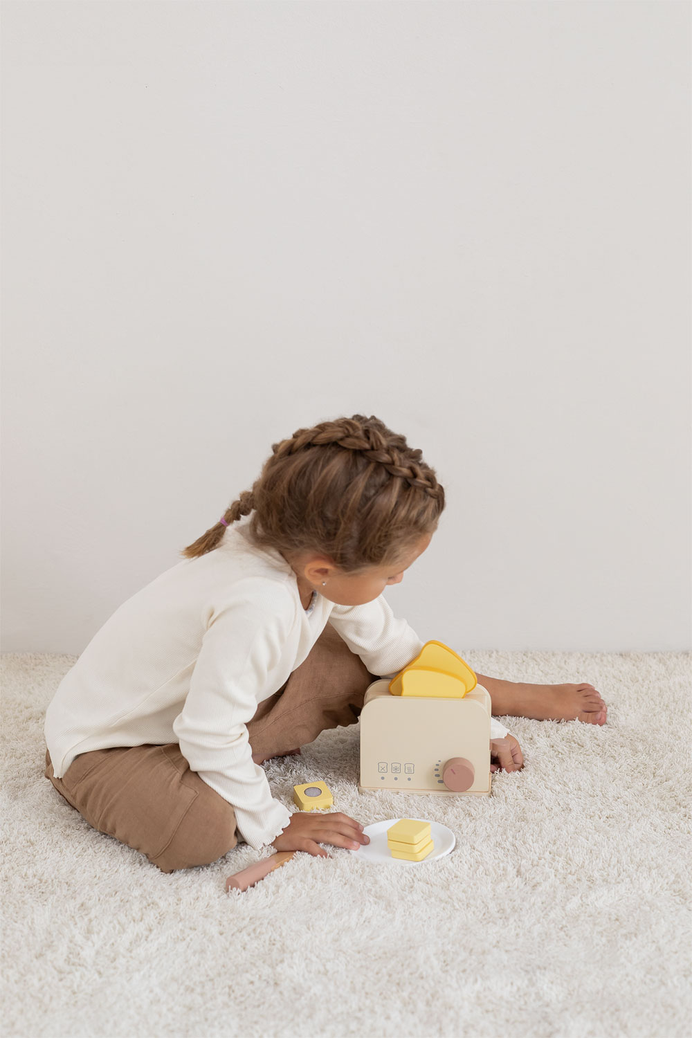 Grille-pain en bois - Bigjigs Toys - Pour enfant - Blanc et multicolore