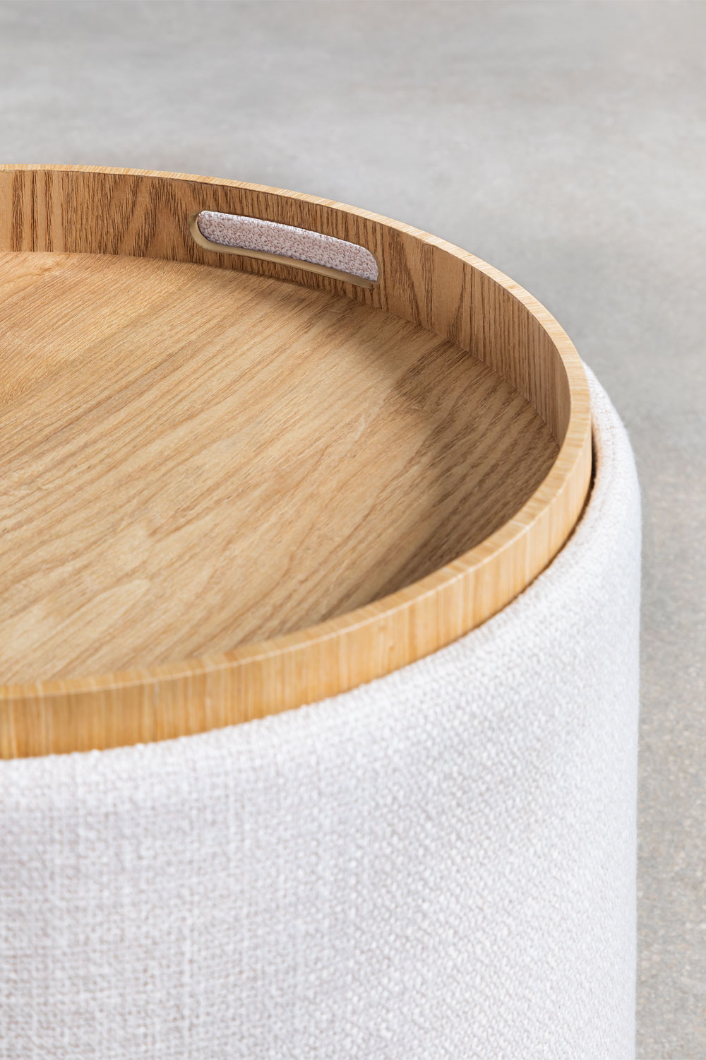Dimension Pouf Rond Pouf rond rembourré Berkeleni avec plateau et rangement - SKLUM