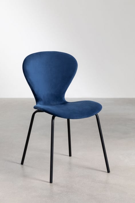 Lot de 2 chaises de salle à manger empilables en velours Uit - Bleu