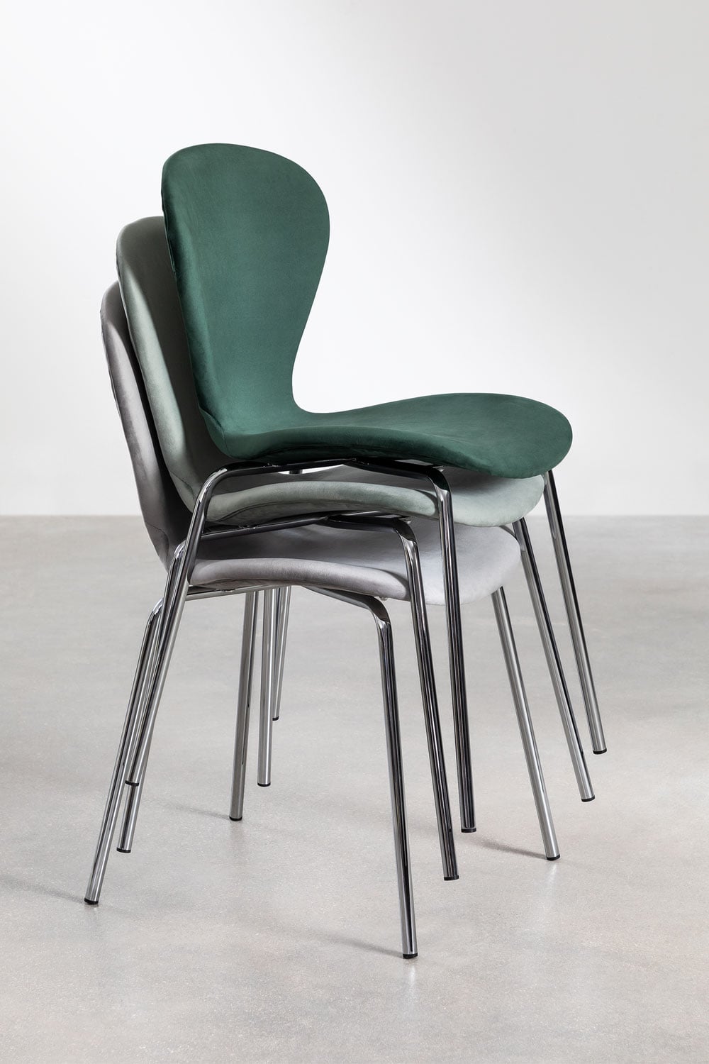 Lot de 2 chaises de salle à manger empilables en velours Uit, image de la galerie 8