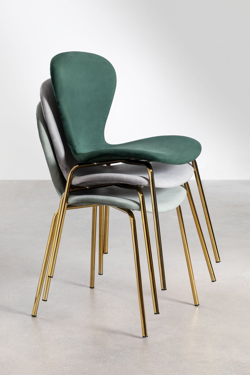 Pack de 4 chaises de salle à manger empilables en velours, image de la galerie 9