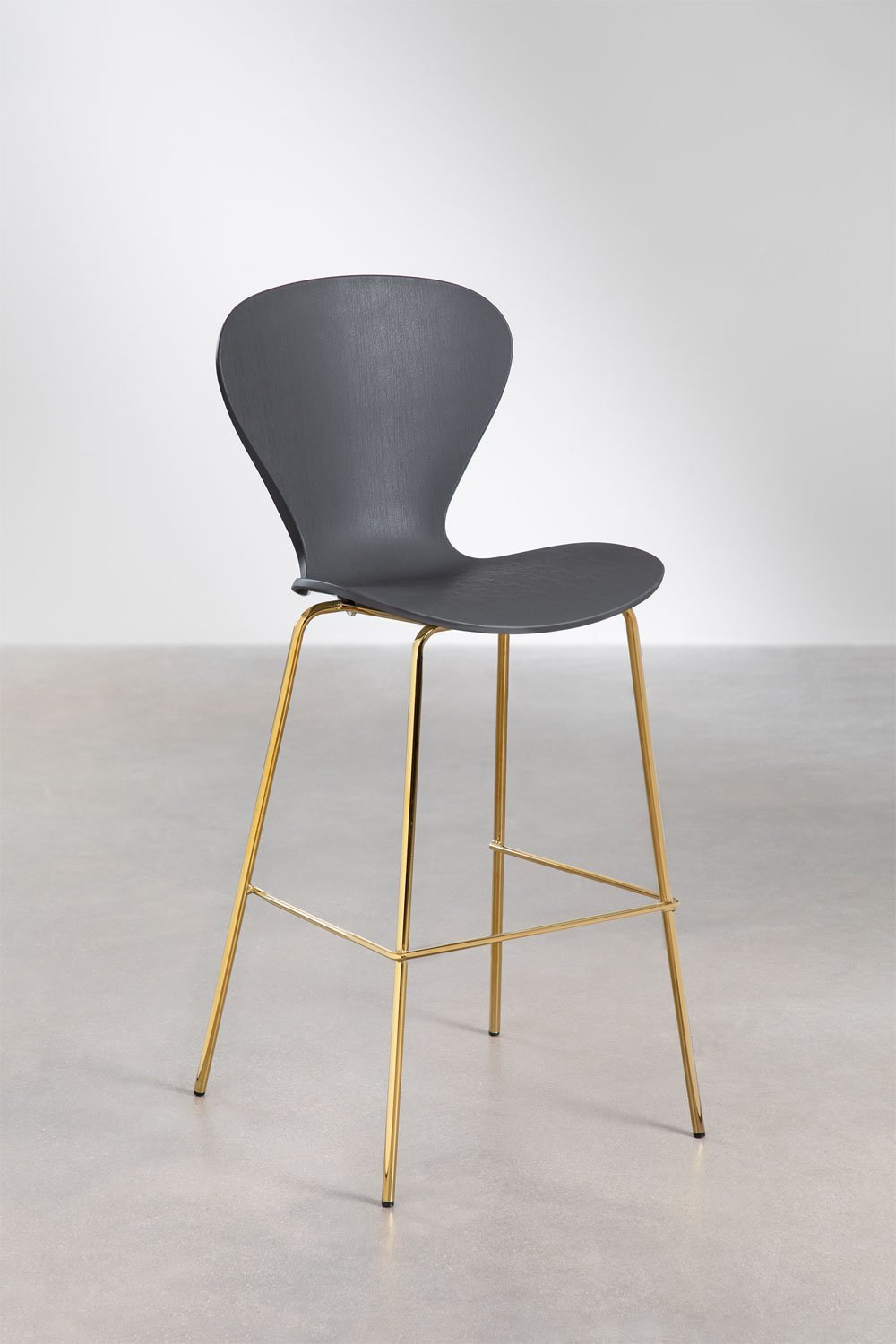 Tabouret haut 76cm gris foncé et pieds dorés Uit, image de la galerie 1