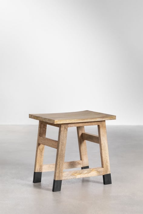 Tabouret bas en bois de manguier noir Pid - Noir