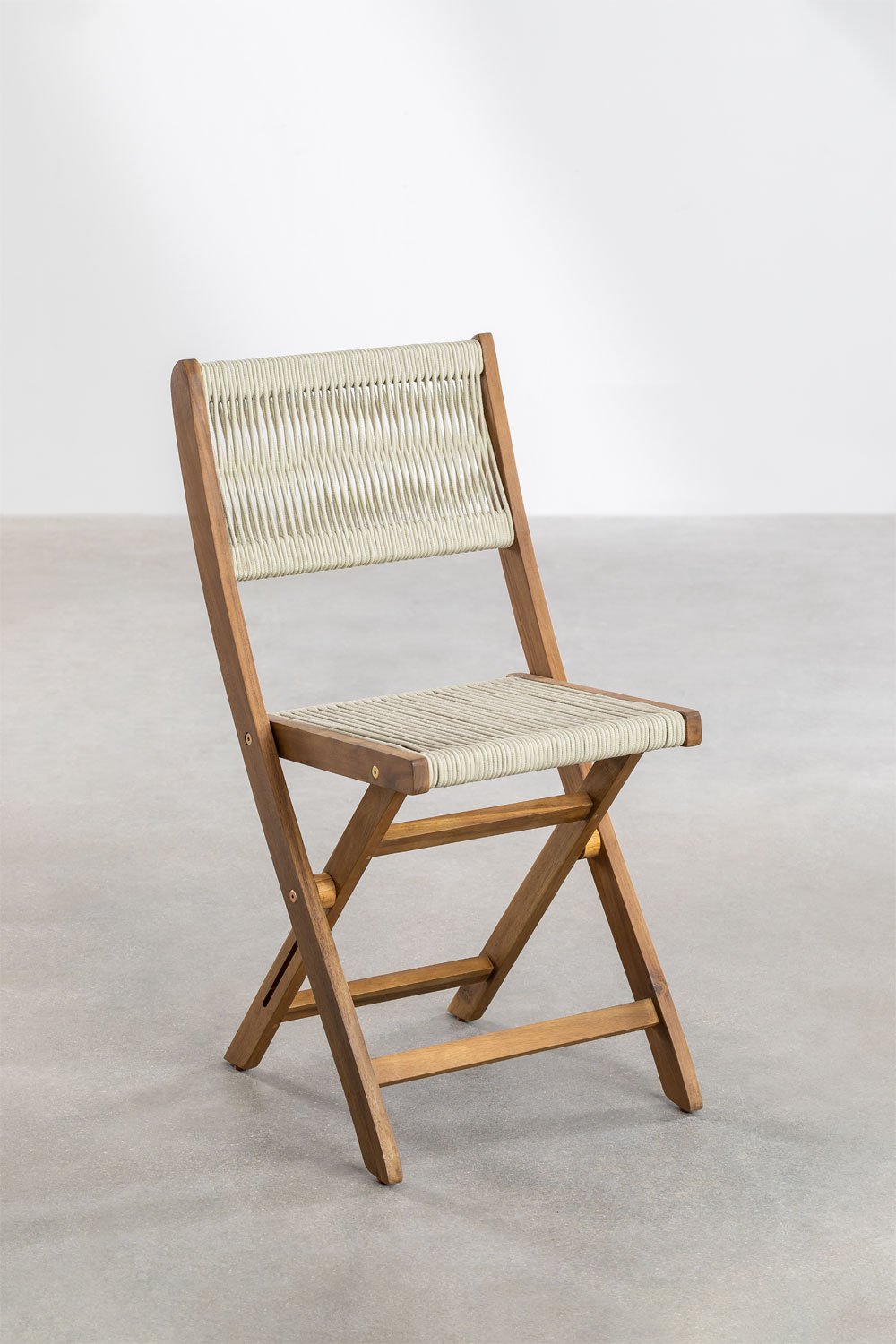 Ensemble table rectangulaire (120x60 cm) et 2 chaises de jardin pliantes en bois  d'acacia Delawer Supreme - SKLUM