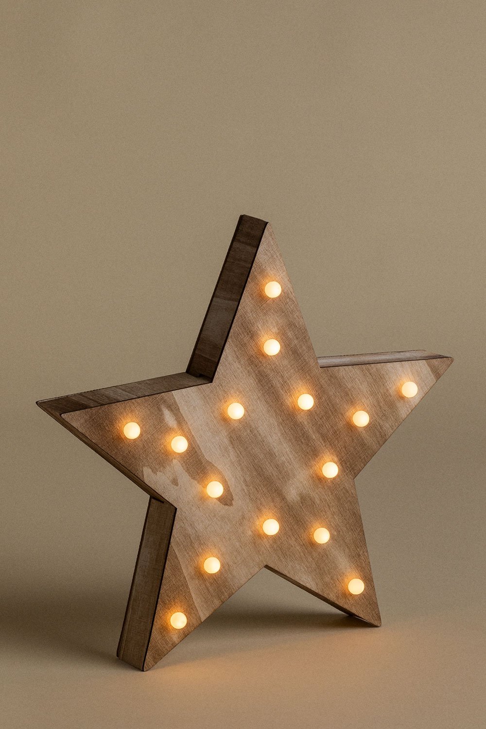 Étoile en bois avec paysage LED Ø 20 cm blanc chaud LUMINEO