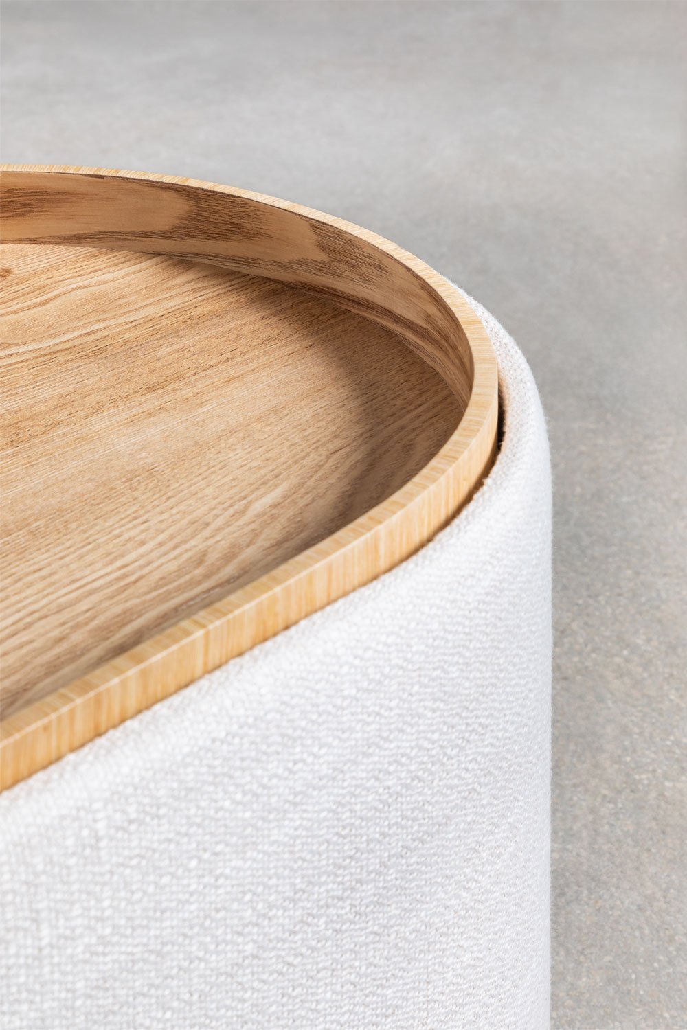 Table basse ovale 75x40 cm avec plateau et rangement tapissée Berkeleni, image de la galerie 5