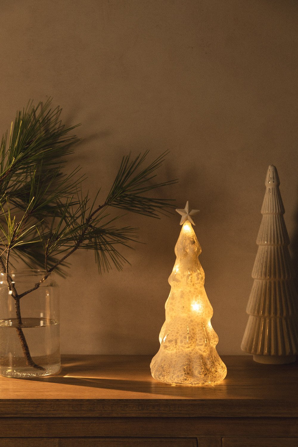 Sapin de Noël en verre avec lumière LED Filip - SKLUM