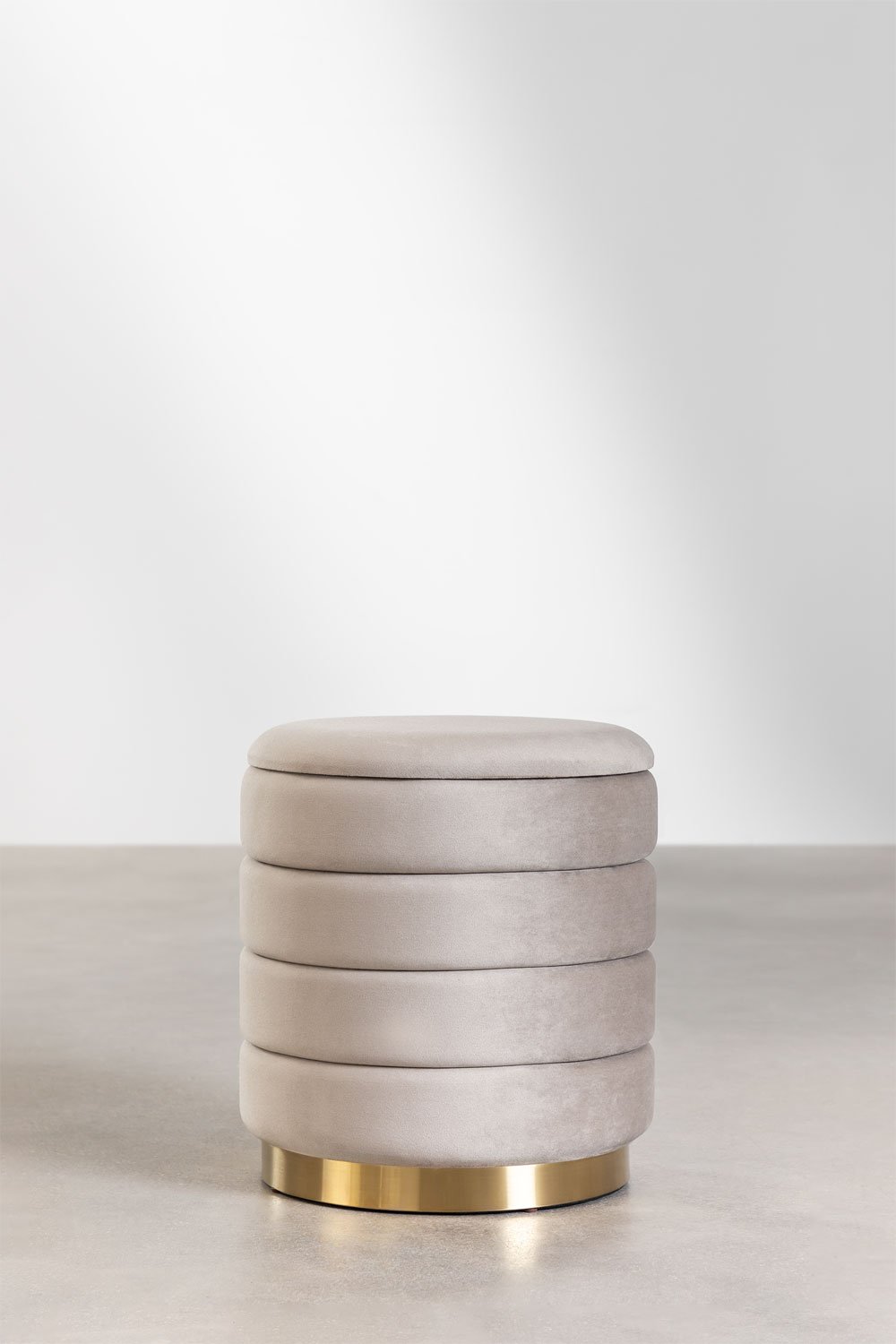 Pouf de rangement en velours Bradford, image de la galerie 2