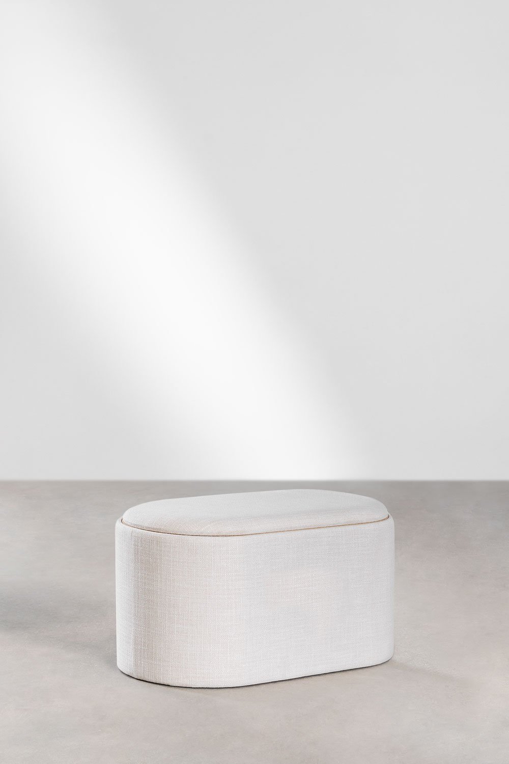 Table basse ovale 75x40 cm avec plateau et rangement tapissée Berkeleni, image de la galerie 4