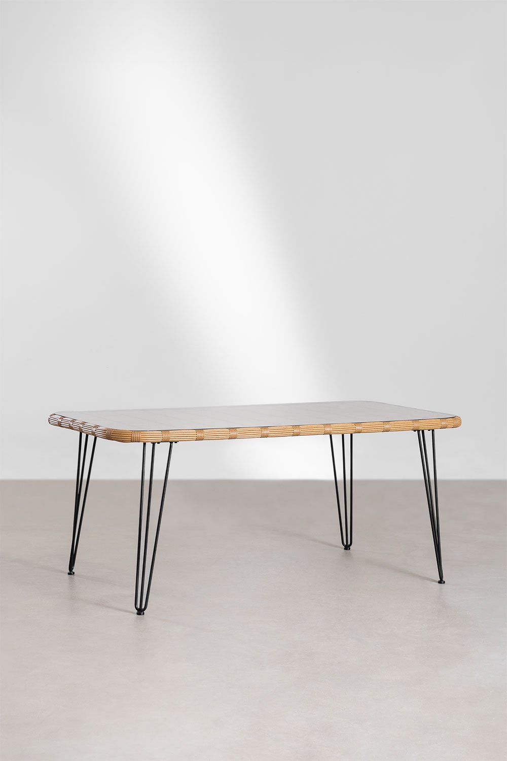 Ensemble table rectangulaire en osier synthétique (180x90 cm) Leribert et 6 chaises de jardin en rotin synthétique Aroa, image de la galerie 3