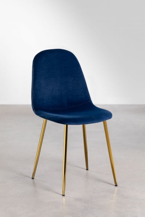 Chaise de salle à manger en velours Glamm - Bleu