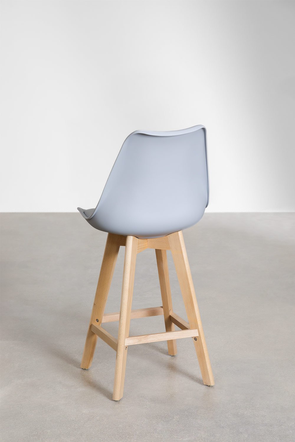 Lot de 2 tabourets hauts 65 cm avec coussin en similicuir nordique, image de la galerie 3