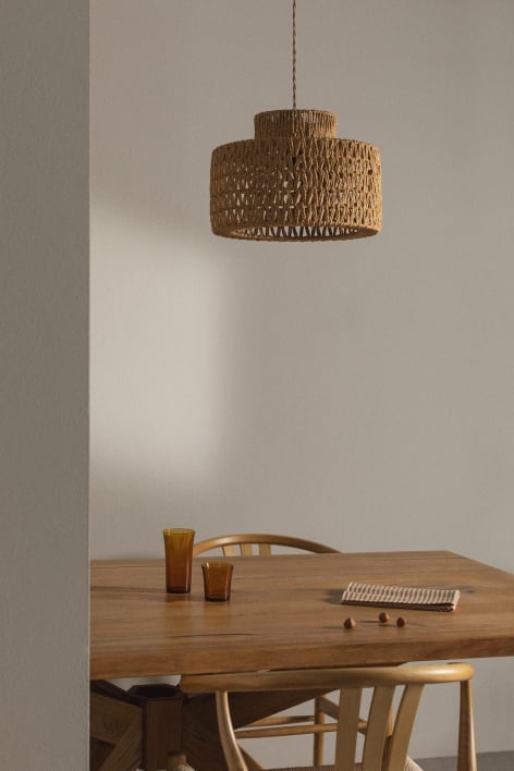 Suspension en papier tressé Kiara - Naturel- Noir