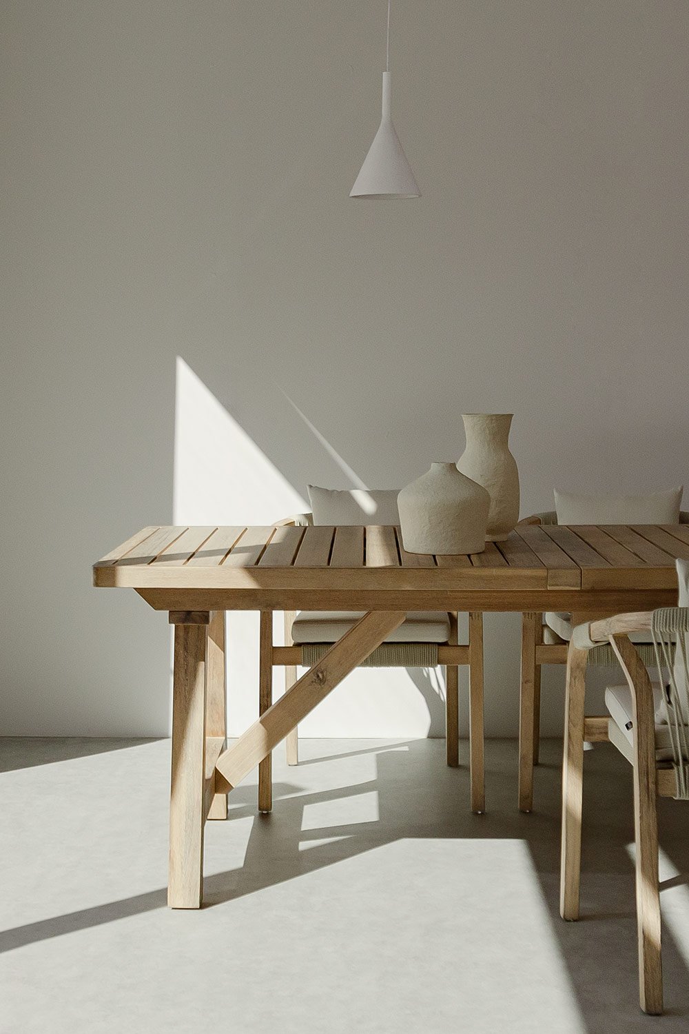 Table à manger rectangulaire extensible en bois d'acacia (200-300x100 cm) Dubai, image de la galerie 1