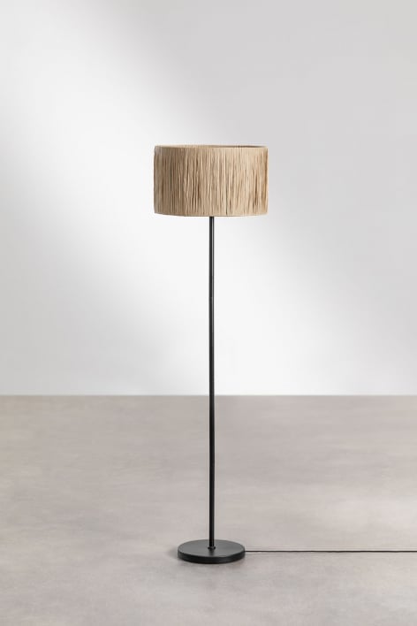 Lampadaire Cassandra en Fer et Papier Tressé
