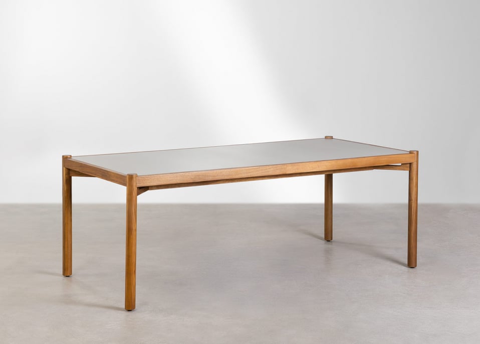Table à manger rectangulaire en ciment et bois d'acacia (210x100 cm) Gamila