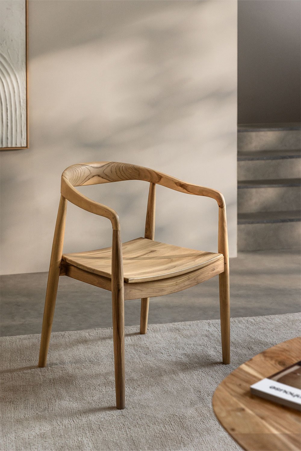 Chaise de salle à manger en bois de teck avec accoudoirs Alizee, image de la galerie 1