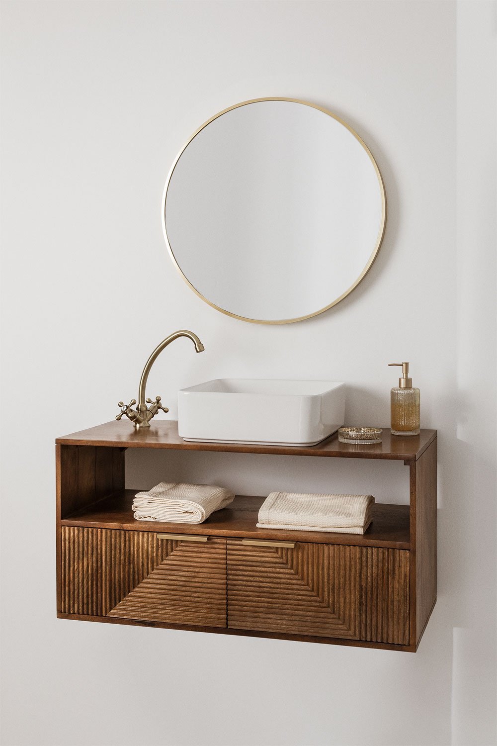 Meuble de salle de bain en bois de manguier Baty, image de la galerie 1