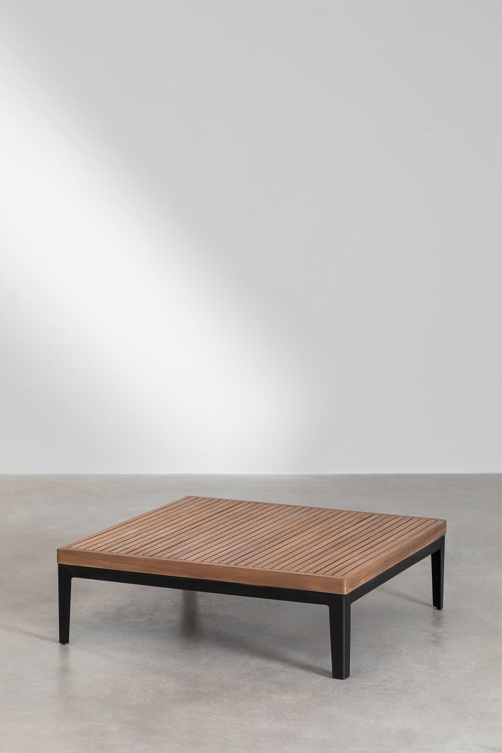 Table basse de jardin carrée en aluminium et bois d'acacia (100x100 cm) Taranis , image de la galerie 2