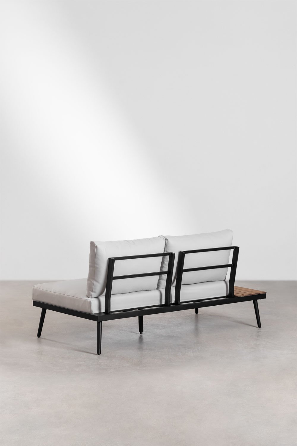 Ensemble de jardin avec canapé d'angle 4 places et table basse en aluminium et bois d'acacia Kalen, image de la galerie 4