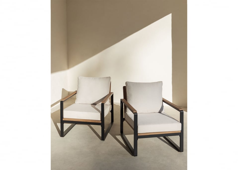 Pack de 2 fauteuils de jardin Giselle en aluminium et bois d'acacia