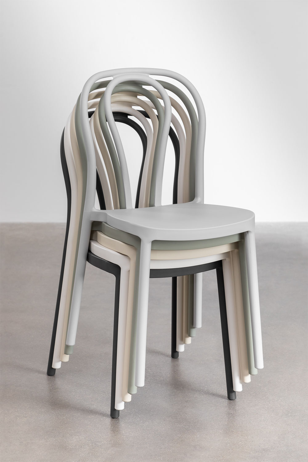 Chaise Empilable VENUS En Polypropylène Blanc - Dossier Décoré, Antidérapante - Pour Salle à Manger, événements, Extérieur
