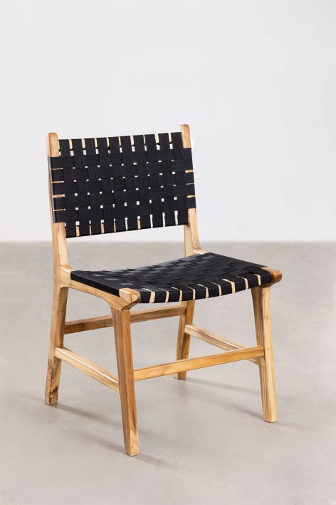 Chaise de salle à manger en bois de teck de style Diama  