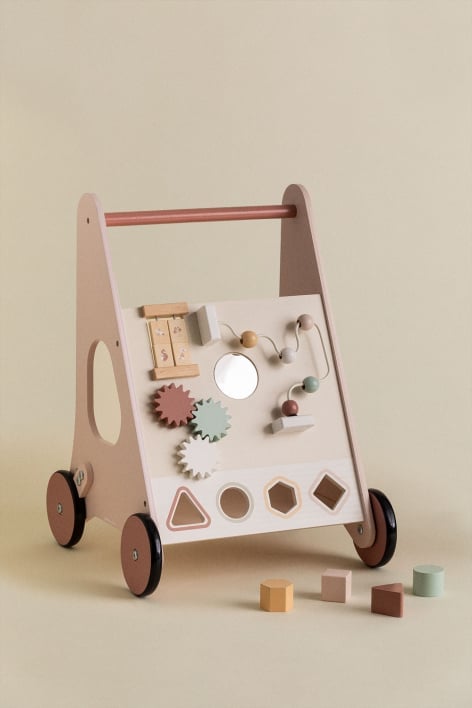 Chariot de marche multi-activités en bois pour enfants Bandile