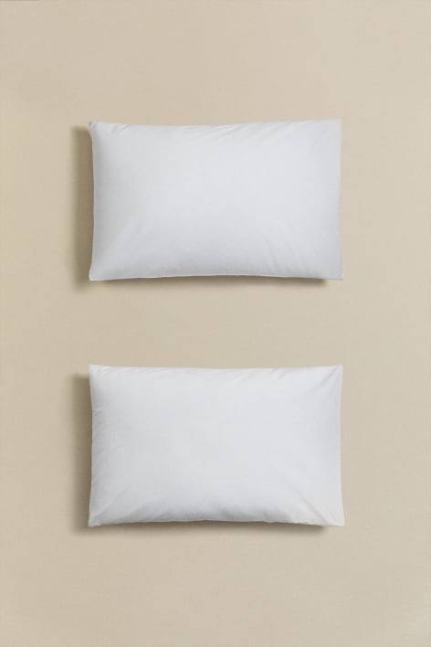 Lot de 2 taies d'oreiller en percale de coton Lesia 180 fils - Blanc