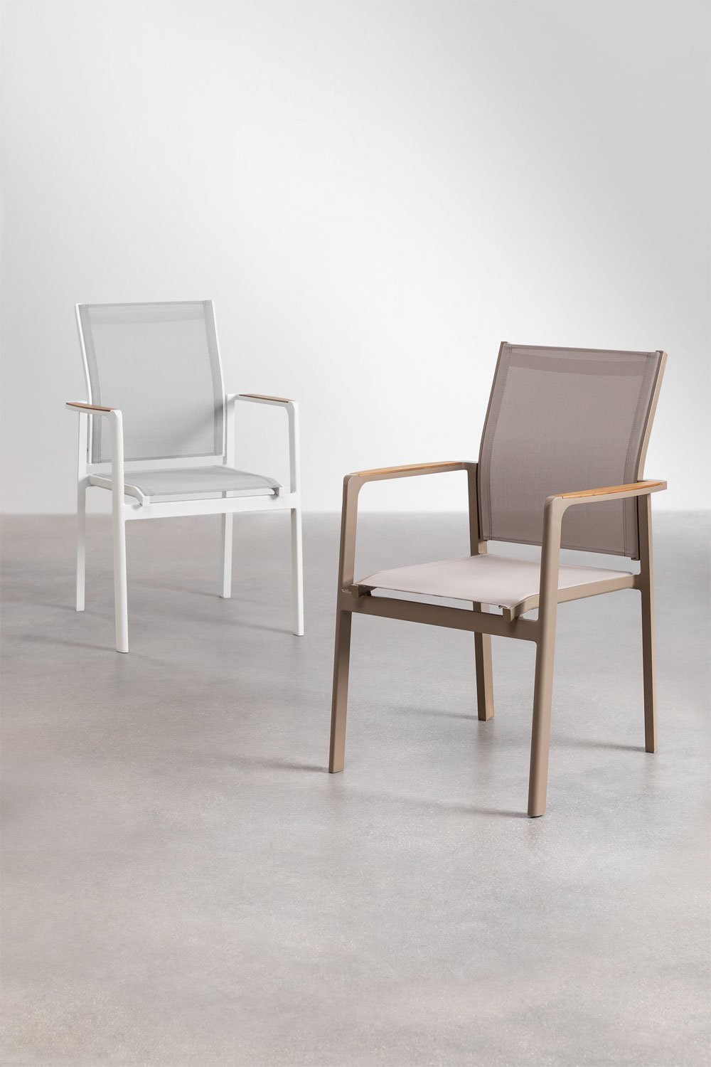 Pack de 4 chaises de jardin empilables avec accoudoirs en aluminium Elvira, image de la galerie 9