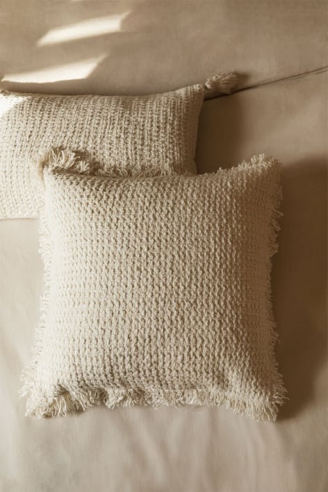 Coussin carré en coton (45x45 cm) Seyrig - Beige Crème