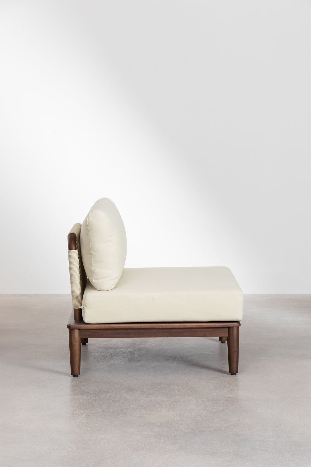 Ensemble de jardin avec canapé d'angle modulaire 4 pièces, table basse et pouf en acacia Giulia, image de la galerie 11