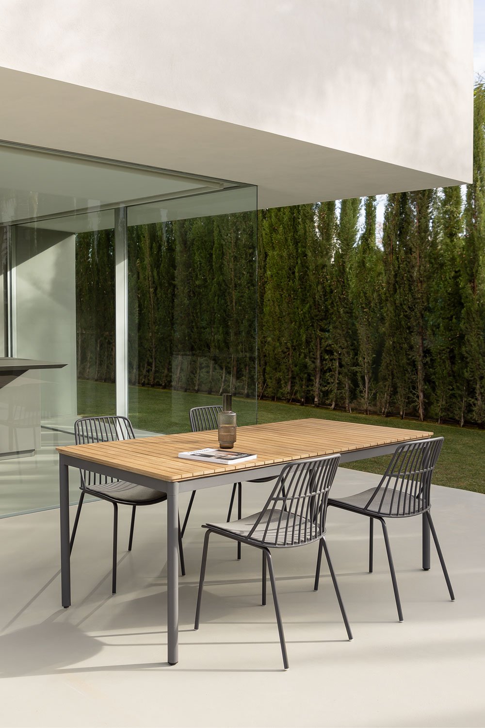 Table de jardin en aluminium et bois d'acacia (180x90 cm) Basper, image de la galerie 1