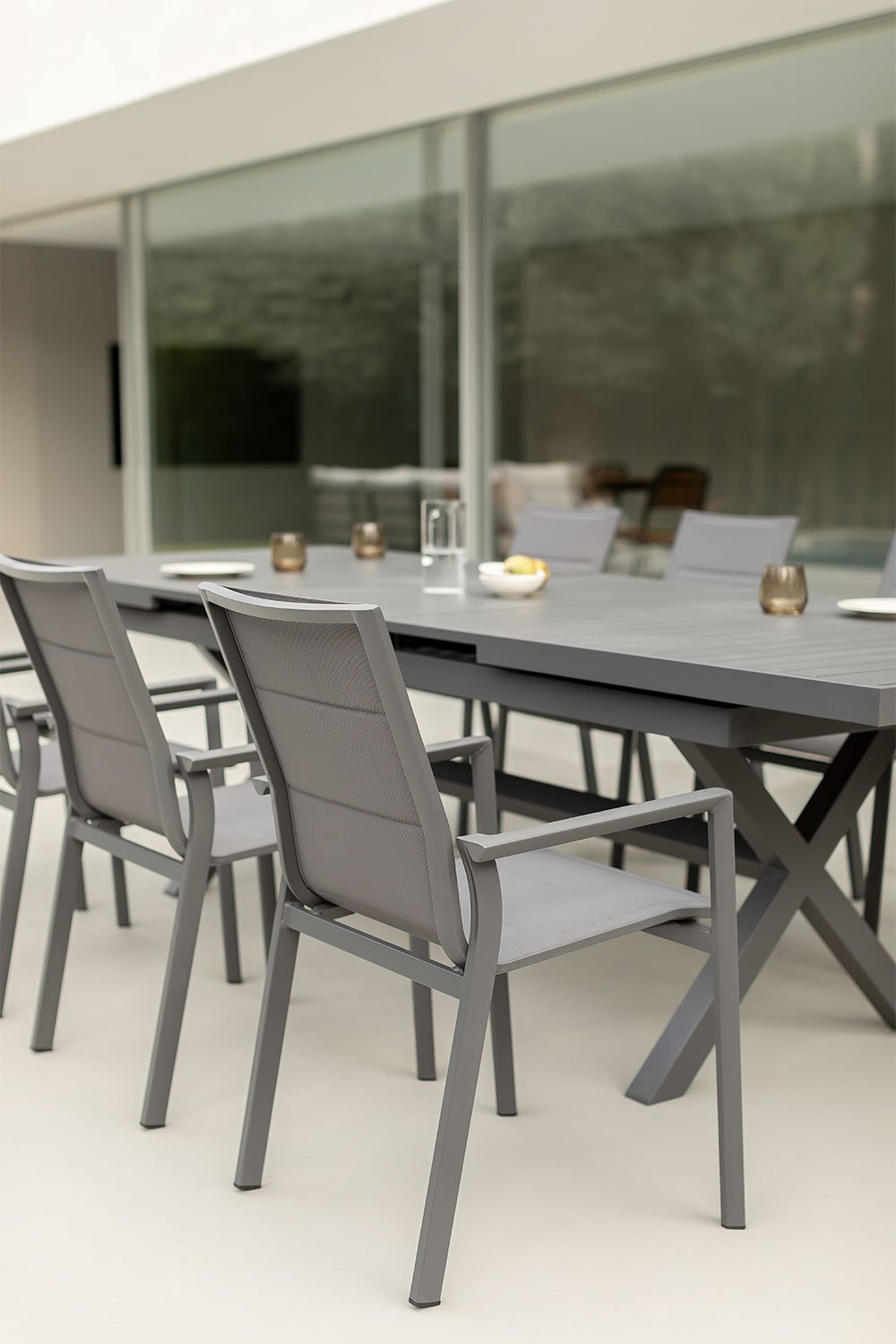 Table de jardin rectangulaire extensible en aluminium (240-300x100 cm) Karena, image de la galerie 2