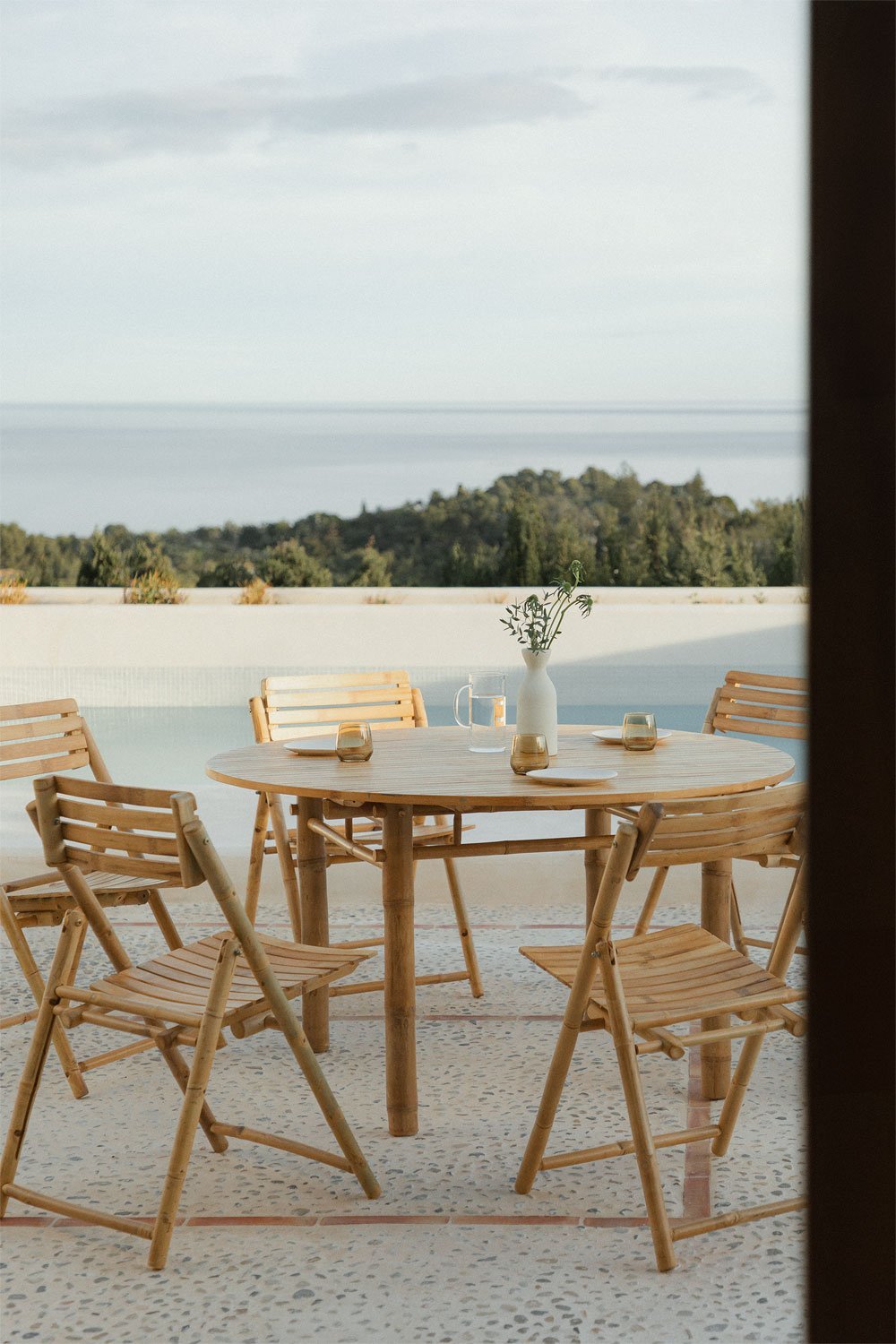 Pack de 2 chaises de jardin pliantes en bambou Nelida, image de la galerie 4